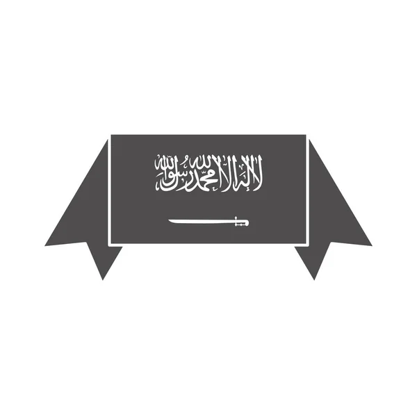 Saudi arabia national day, ribbon kingdom nation emblem silhouette style icon — Stock Vector