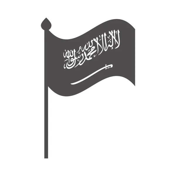 Hari nasional saudi arabia, bendera dalam patriotisme tiang ikon gaya siluet - Stok Vektor