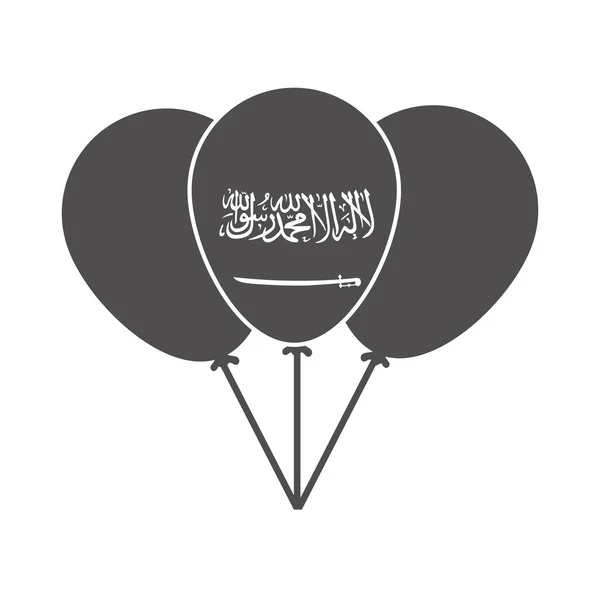 Dia nacional de Arábia Saudita, celebração decoração balões ícone de estilo silhueta — Vetor de Stock