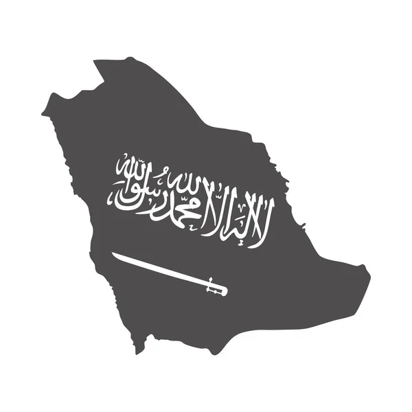 Hari nasional saudi arabia, peta simbol negara ikon gaya siluet - Stok Vektor
