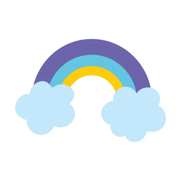 Regenboog wolken hemel decoratie geïsoleerd ontwerp icoon — Stockvector