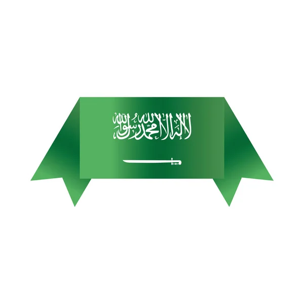 Saudi arabski dzień narodowy, zielona wstążka królestwo narodowe godło gradientowy styl ikona — Wektor stockowy