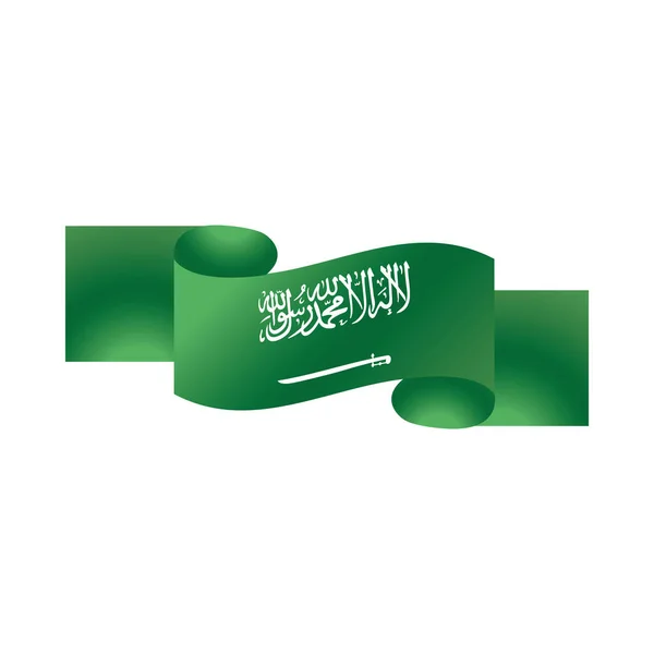 Hari nasional saudi arabia, melambaikan pita hijau hiasan ikon gaya gradien - Stok Vektor