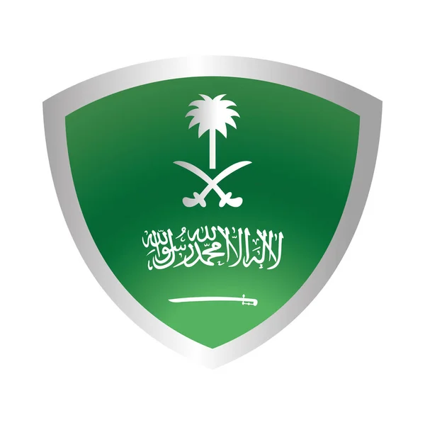 Suudi Arabistan Ulusal Günü, bayraklı kalkan yeşil işaret gradyan tarzı simgesi — Stok Vektör