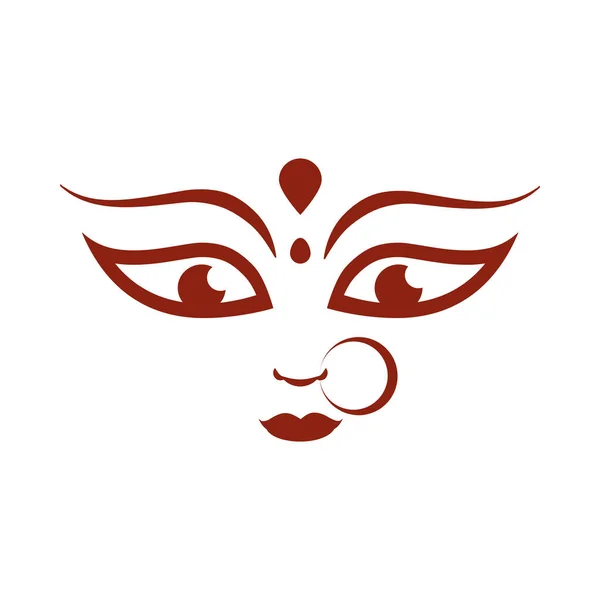 Deusa Durga rosto em feliz ícone de estilo silhueta navratri — Vetor de Stock
