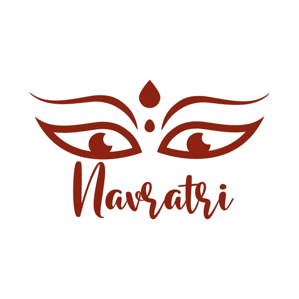 Счастливый индийский праздник navratri, goddess durga глаза культуры празднования силуэт иконы стиля — стоковый вектор