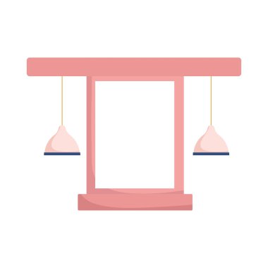 pencere ve asılı lambalar dekorasyon izole simge tasarımı