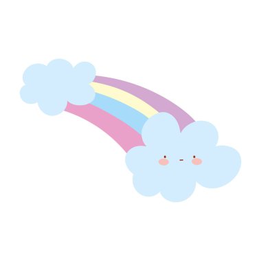 gökkuşağı ve bulut dekorasyonu karikatür izole ikon tasarımı