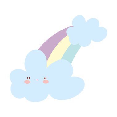 gökkuşağı ve bulut dekorasyonu karikatür izole ikon tasarımı
