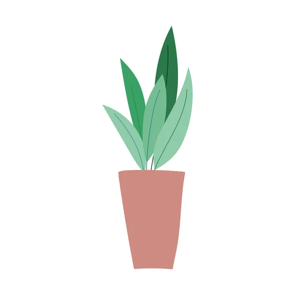 Planta en maceta decoración interior hojas aisladas icono diseño — Vector de stock