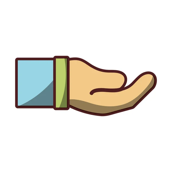 Mão para receber gesto desenho animado ícone isolado sombra de design —  Vetores de Stock