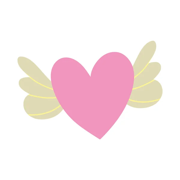 Крилате серце любов романтичний мультфільм ізольований дизайн значка — стоковий вектор