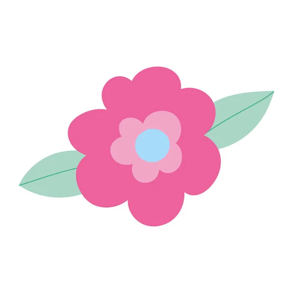 Lindo flores hojas decoración dibujos animados aislado icono de diseño — Archivo Imágenes Vectoriales