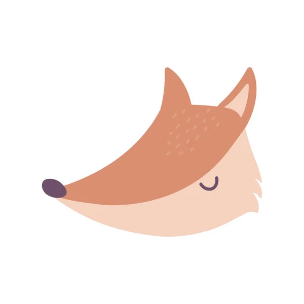 Cute fox animal face cartoon isolated design icon — Stock Vector