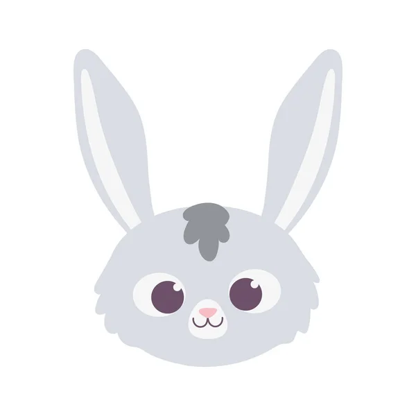 Carino coniglio animale faccia cartone animato isolato design icona — Vettoriale Stock