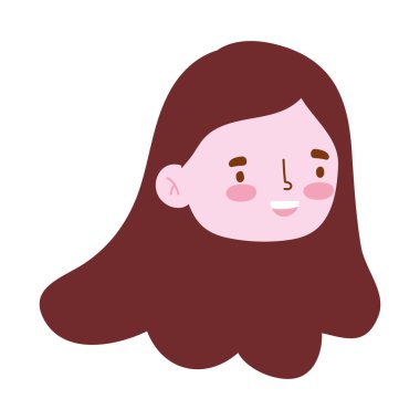 gülümseyen kız yüzü çizgi film karakteri izole tasarım simgesi