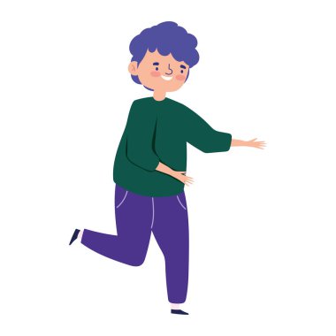 Mutlu çizgi film karakteri izole tasarım ikonunu kutluyor