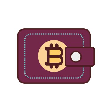 Cüzdan bitcoin şifreleme simgesi izole tasarım gölgesi