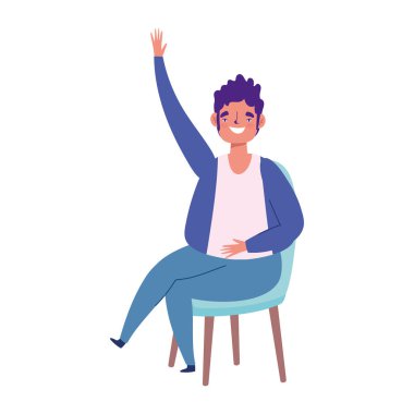 Sandalyede tek başına oturan genç adam karakteri