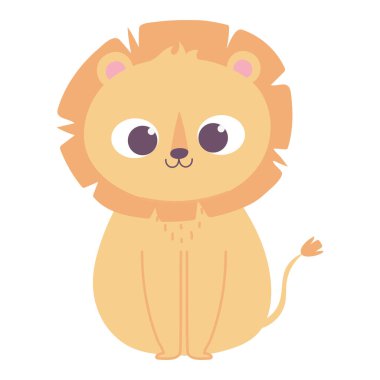 Sevimli küçük aslan hayvan çizgi filmi izole tasarım simgesi