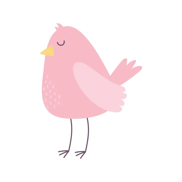 Ładny różowy ptak zwierzę kreskówka izolowane projekt ikona — Wektor stockowy