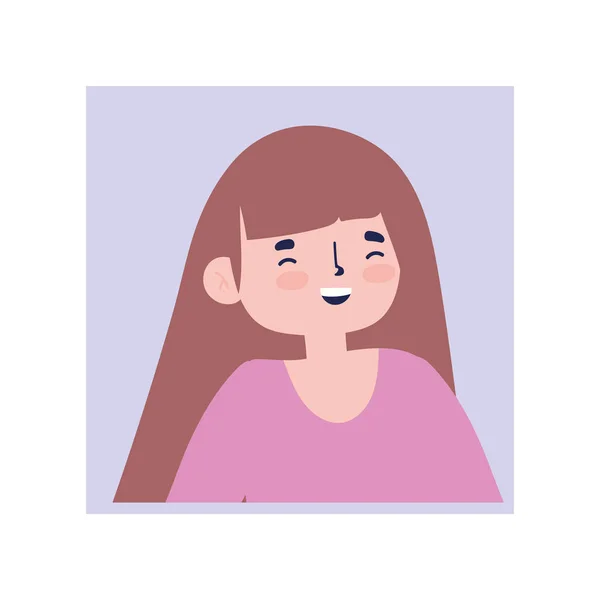 Personaje de dibujos animados mujer joven icono de diseño aislado — Vector de stock