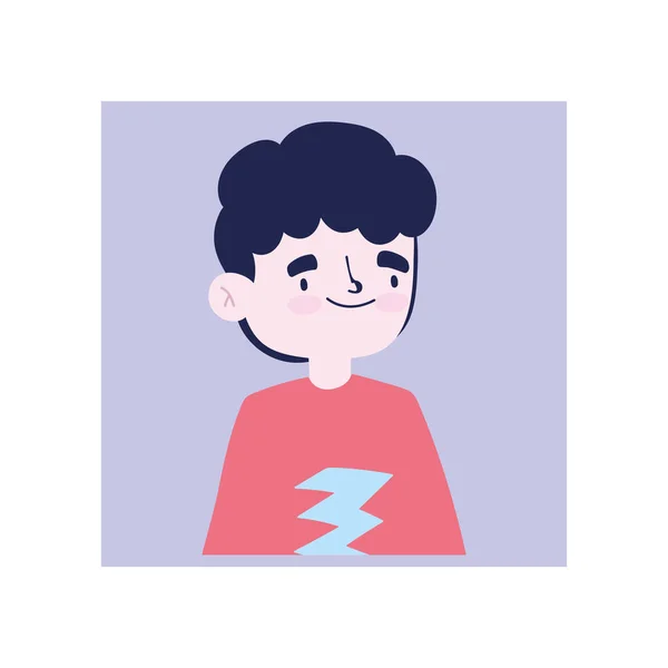 Jongeman karakter cartoon portret geïsoleerd ontwerp pictogram — Stockvector