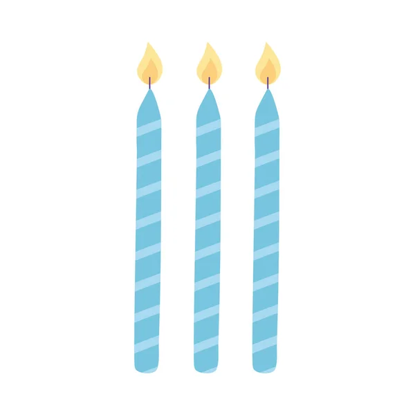 Feliz aniversário queimando velas desenho animado ícone de design isolado —  Vetores de Stock