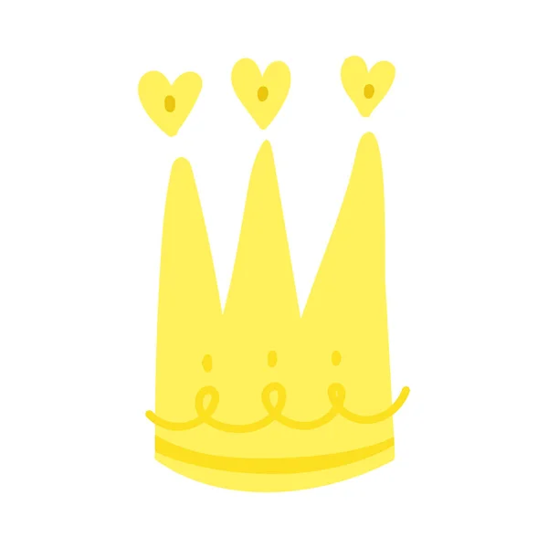 Corona d'oro royalty cartone animato isolato icona design — Vettoriale Stock
