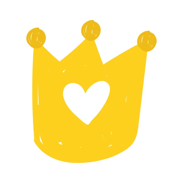 Couronne d'or royauté dessin animé icône isolée design — Image vectorielle