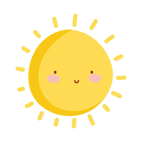 Sun hot summer season cartoon isolated icon design — Stock Vector