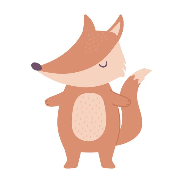 Bonito pequeno animal raposa desenho animado ícone de design isolado — Vetor de Stock