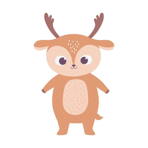 Lindo pequeño ciervo animal dibujo animado icono de diseño aislado — Vector de stock
