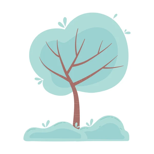 Ağaç yaprakları yeşillik bitki izole ikon tasarımı — Stok Vektör
