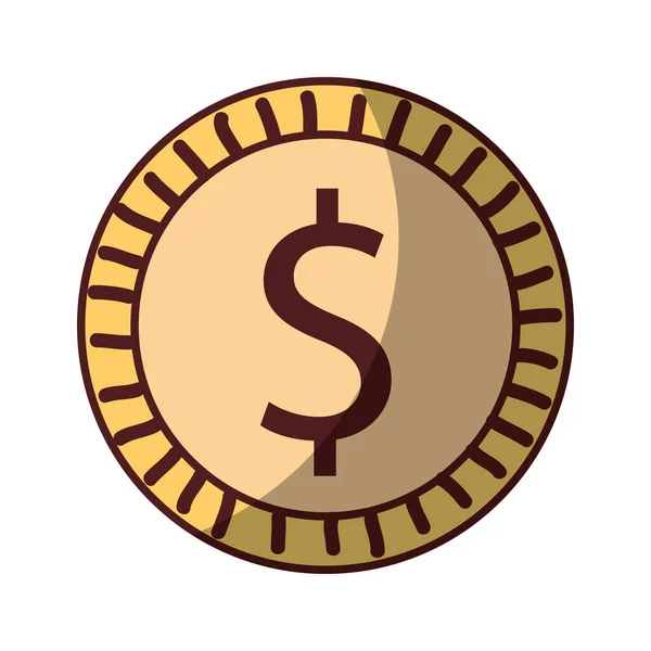 Δολάριο κέρμα mmoney εικονίδιο μετρητά απομονωμένο σχέδιο σκιά — Διανυσματικό Αρχείο