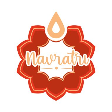 Mutlu Navratri Hint kutlamaları, tanrıça Durga kültür festivali şablonu düz tasarım ikonu