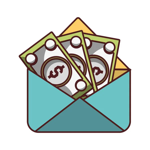Envelope com ícone de notas de dinheiro sombra de design isolado —  Vetores de Stock