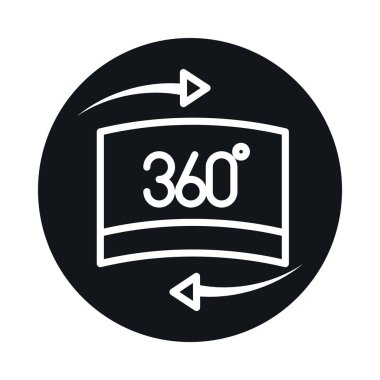 360 derece görüntülü sanal tur simülasyon bloğu ve satır biçimi simgesi tasarımı