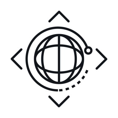 360 derece dünya sanal dönüş doğrusal biçim simgesi tasarımı