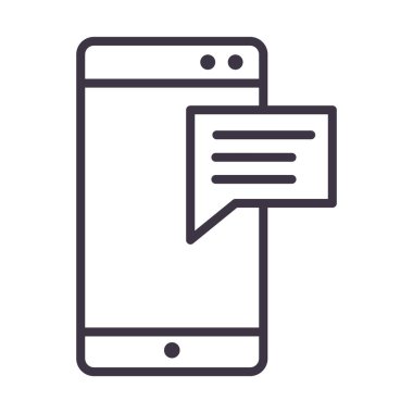 Akıllı telefon konuşma balonu mesaj aygıtı teknolojisi ince çizgi tasarım simgesi