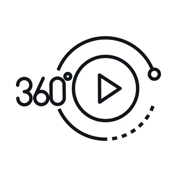 360 degree view virtual tour button linear style icon design — Stock Vector