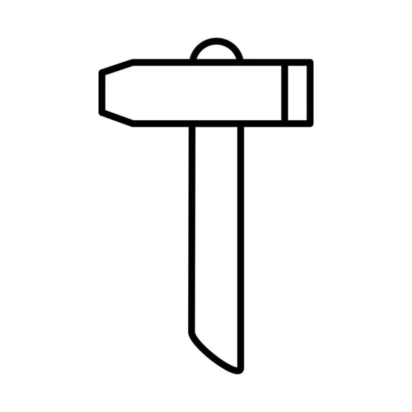 Construção martelo ferramenta de reparação de manutenção e ícone de estilo de linha de equipamentos — Vetor de Stock
