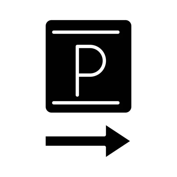 Parkeren verkeersbord pijl gids vervoer silhouet stijl pictogram ontwerp — Stockvector