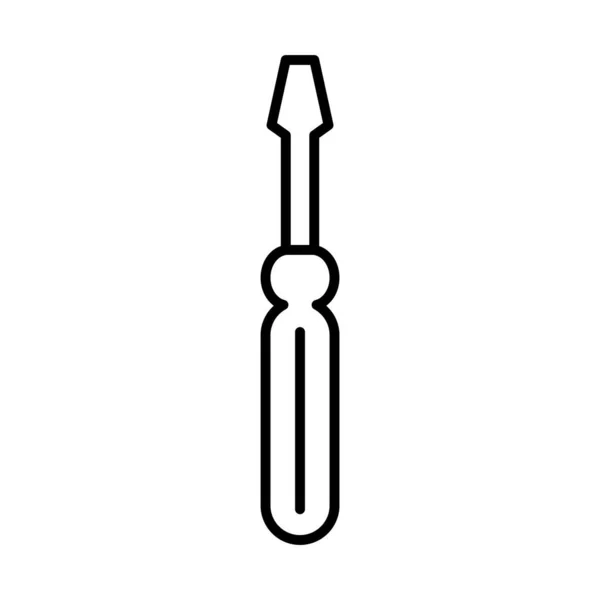 Röd skruvmejsel verktyg reparation underhåll och byggutrustning linje stil ikon — Stock vektor