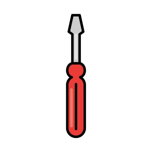 Línea de equipo de mantenimiento y construcción de reparación de herramientas de destornillador rojo y llenar — Archivo Imágenes Vectoriales