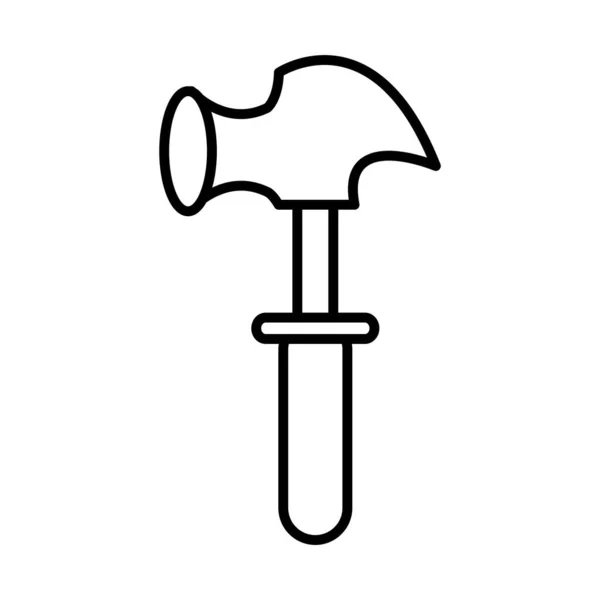 Timmerwerk hamer gereedschap reparatie onderhoud en bouw apparatuur lijn stijl pictogram — Stockvector