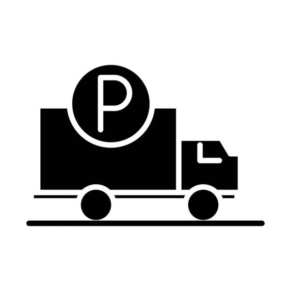 Nákladní vozidlo parkování doprava silueta styl ikony design — Stockový vektor