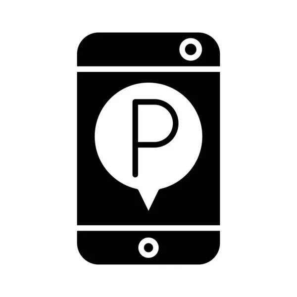 Smartphone parkování dopravní aplikace technologie silueta styl ikony design — Stockový vektor