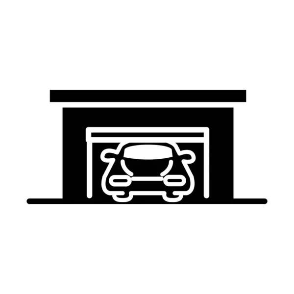 Auto im Parkhaus Transport Silhouette Stil-Ikone Design — Stockvektor