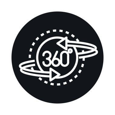 360 derecelik sanal tur panorama bloğu ve çizgi biçim ikonu tasarımı